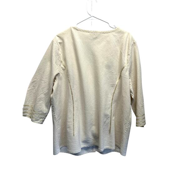CJ Banks Linen Blend Women 2X Tunic Button Up Top Cream EUC - Picture 8 of 9
